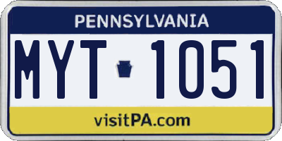 PA license plate MYT1051