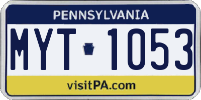 PA license plate MYT1053