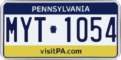 PA license plate MYT1054