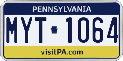 PA license plate MYT1064