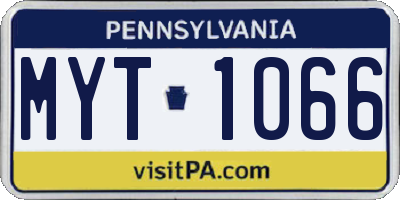 PA license plate MYT1066