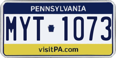 PA license plate MYT1073