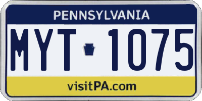 PA license plate MYT1075