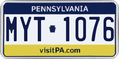 PA license plate MYT1076