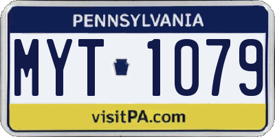 PA license plate MYT1079