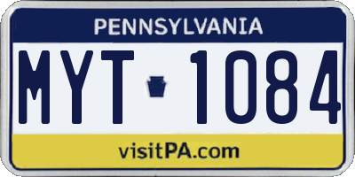 PA license plate MYT1084