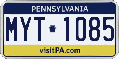 PA license plate MYT1085