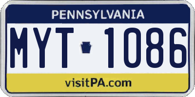 PA license plate MYT1086