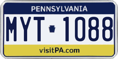 PA license plate MYT1088