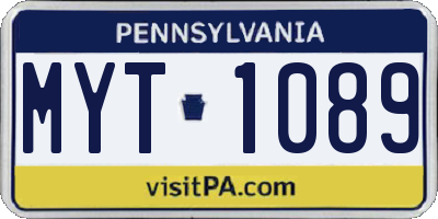 PA license plate MYT1089