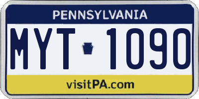 PA license plate MYT1090