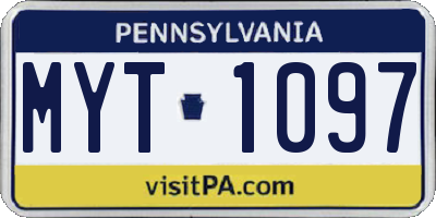 PA license plate MYT1097