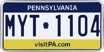 PA license plate MYT1104