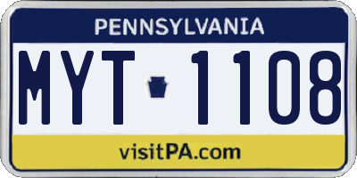 PA license plate MYT1108