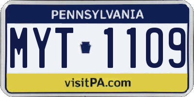 PA license plate MYT1109