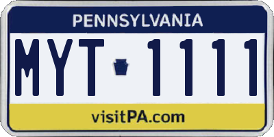 PA license plate MYT1111