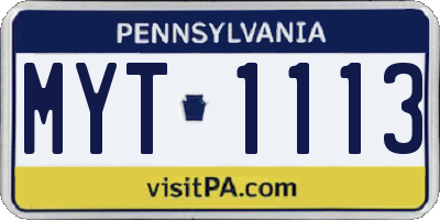 PA license plate MYT1113