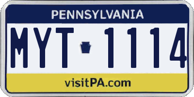 PA license plate MYT1114