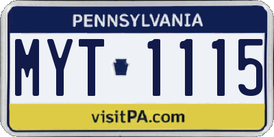 PA license plate MYT1115