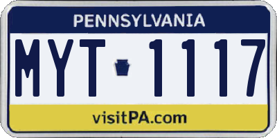 PA license plate MYT1117