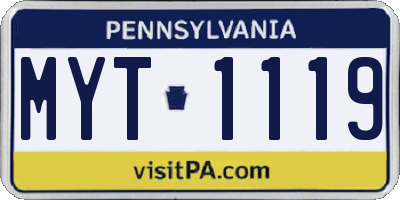 PA license plate MYT1119
