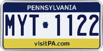PA license plate MYT1122