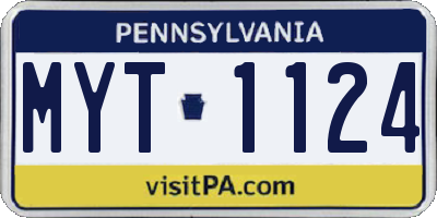 PA license plate MYT1124