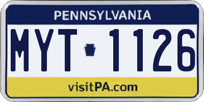 PA license plate MYT1126