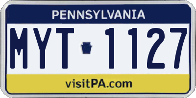 PA license plate MYT1127