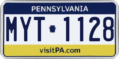 PA license plate MYT1128