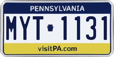 PA license plate MYT1131