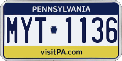 PA license plate MYT1136