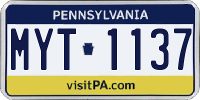 PA license plate MYT1137