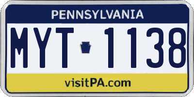 PA license plate MYT1138