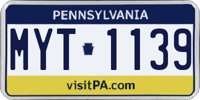 PA license plate MYT1139