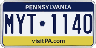 PA license plate MYT1140