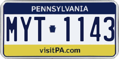 PA license plate MYT1143
