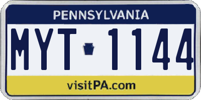 PA license plate MYT1144
