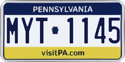PA license plate MYT1145