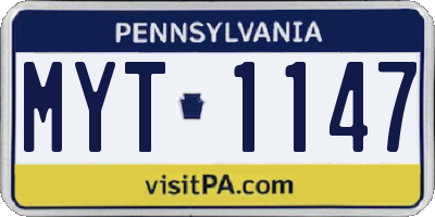 PA license plate MYT1147