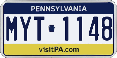 PA license plate MYT1148