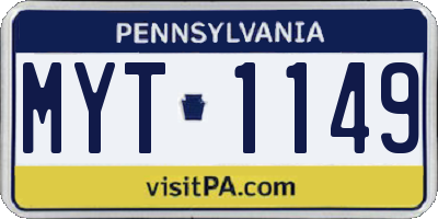 PA license plate MYT1149