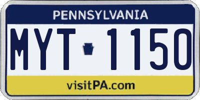 PA license plate MYT1150