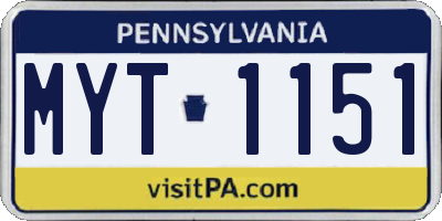 PA license plate MYT1151