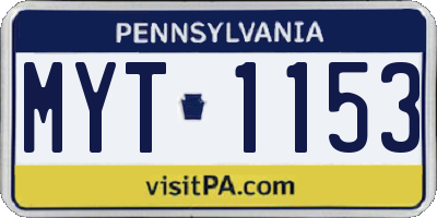 PA license plate MYT1153