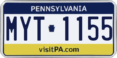 PA license plate MYT1155