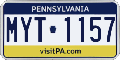PA license plate MYT1157