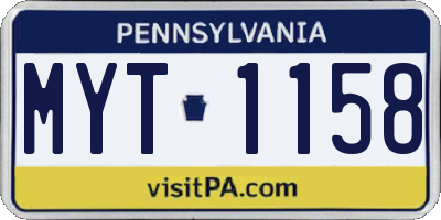 PA license plate MYT1158
