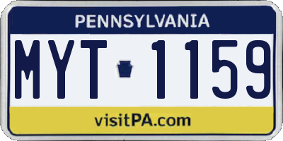 PA license plate MYT1159