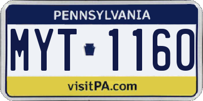 PA license plate MYT1160